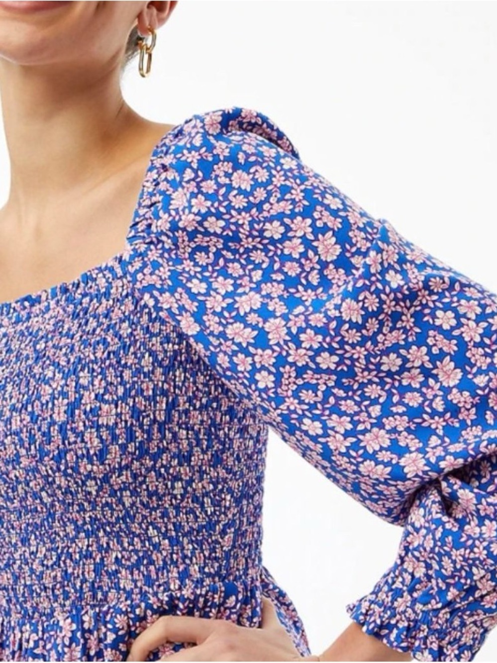 J. Crew Lavender-Blue Floral Smocked Maxi Dress - Picture 12 of 13